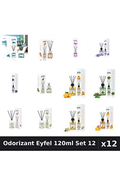 Eyfel Set 12 Odorizant Camera Betisoare 120ml - 12 Arome Asortate, Parfum Intens