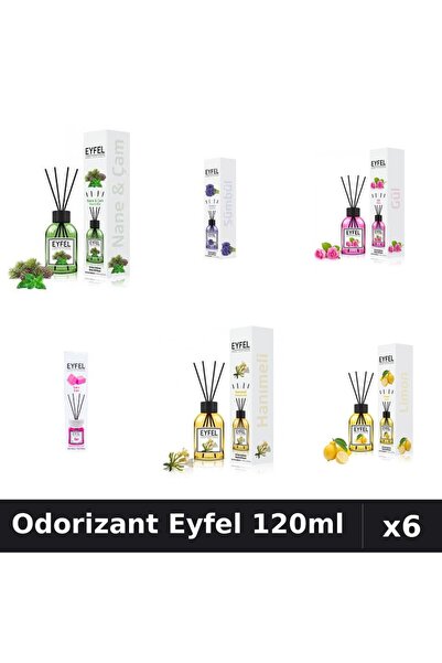 Eyfel Set 6 Odorizante Camera Betisoare - 6 Arome Asortate, 120ml Parfum Intens