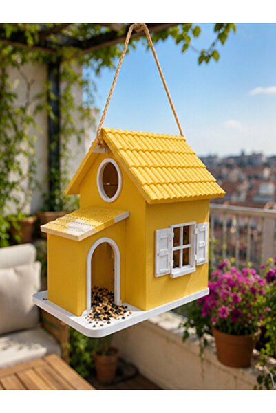 Butik Dekoratif Kuş Yemliği Askılı Bahçe ve Balkon Kuş Evi Suya Dayanıklı Kuş...