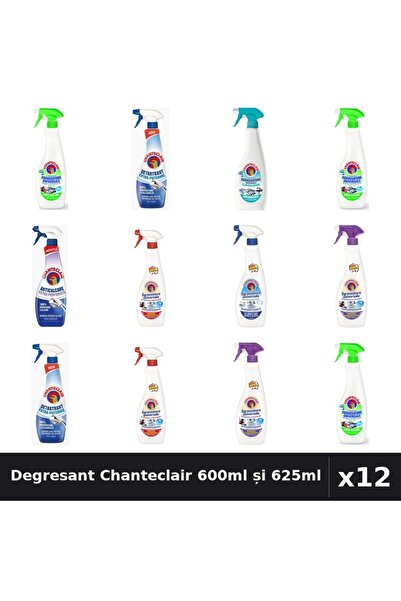 Chanteclair Set 12 Degresant Universal 600ml - 8 Arome, Detartrant, Anticalcar