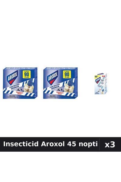 Aroxol Set 3 Aparat Electric & Rezerve Insecticid 45 Nopti - Anti Insecte Casa