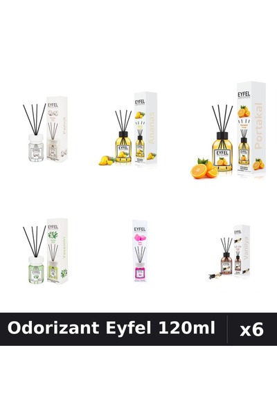 Eyfel Set 6 Odorizante Camera Betisoare - 6 Arome Asortate, 120ml Parfum