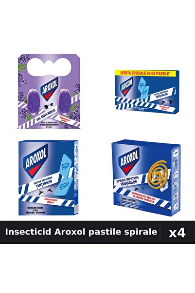 Aroxol Set 4 Insecticid Pastile Spirale Anti-Insecte - 2, 10, 30, 60 buc - Pr...
