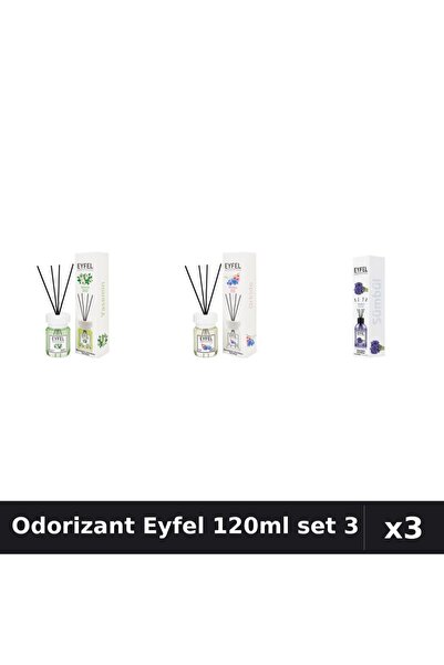 Eyfel Set 3 Odorizant Camera Betisoare 120ml - Iasomie, Orhidee, Zambile