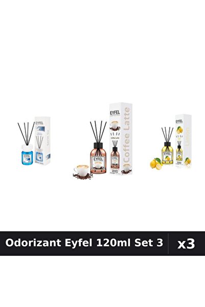 Eyfel Set 3 Odorizant Camera Betisoare 120ml - Cool Water, Cafea, Lămâie