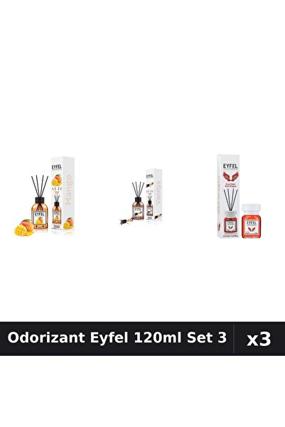 Eyfel Set 3 Odorizant Camera Betisoare 120ml - Mango, Vanilie, Red Dragon
