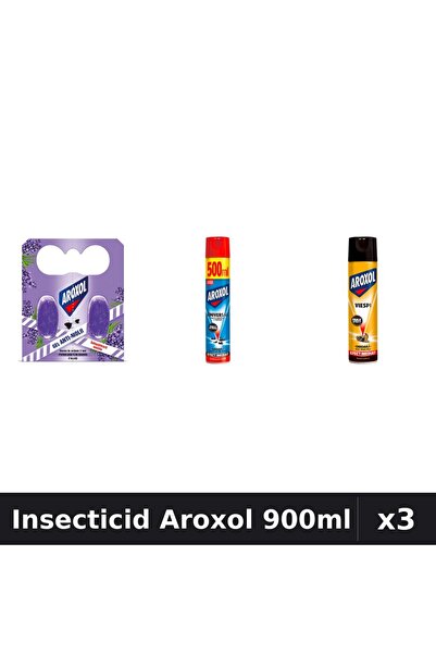 Aroxol Set 3 Spray Insecticid 900ml - Pastile Anti-Insecte, Protecție Gandaci...