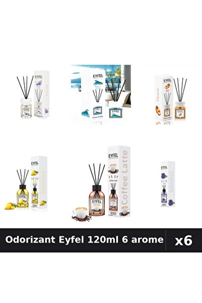 Eyfel Set 6 Odorizante Camera Betisoare 120ml - Ananas, Cafea, Ocean, Orhidee...