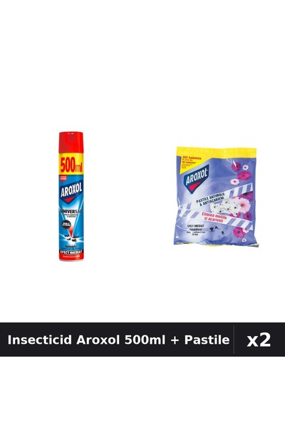 Aroxol Set 2 Insecticid - Spray 500ml + Pastile 20 bucati - Anti Gandaci Tantari