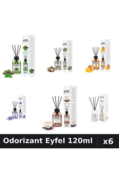 Eyfel Set 6 Odorizante Camera Betisoare - 6 Arome Asortate, 120ml Parfum