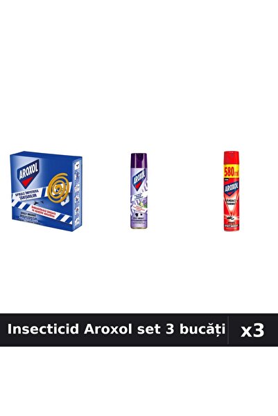 Aroxol Set 3 Spray Insecticid 250ml + 580ml + Pastile 10 buc - Protecție Casă