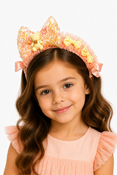 MakeWell Colorful Girl's Pink Bow Crown with Glittering Ribbon Stylish Hair C...