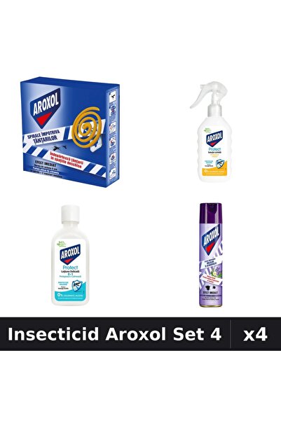 Aroxol Set 4 Insecticid - Pastile, Loțiune, Spray - Anti Insecte Eficient Casa
