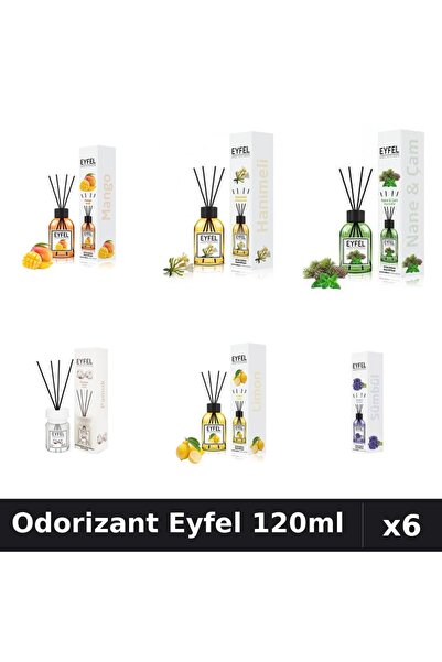 Eyfel Set 6 Odorizante Camera Betisoare - 6 Arome Asortate, 120ml Parfum Intens