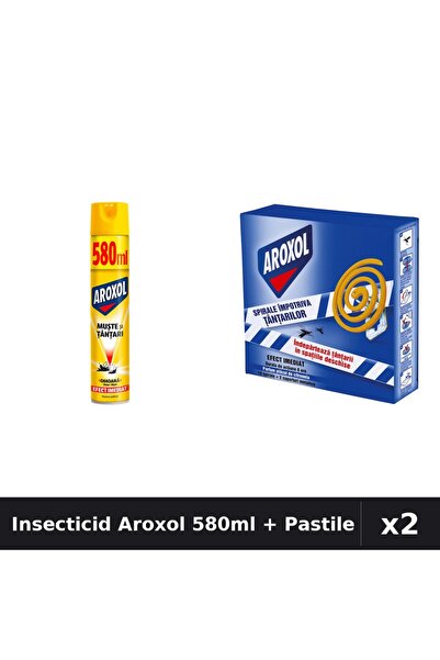 Aroxol Set 2 Insecticid - Spray 580ml + Pastile 10 buc - Anti Gandaci Tantari