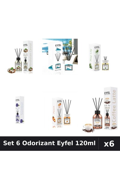 Eyfel Set 6 Odorizante Camera Betisoare, Cafea, Lacramioare, Nuca De Cocos, O...
