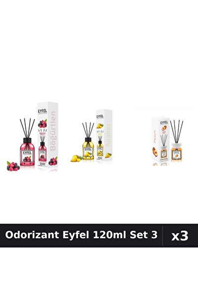 Eyfel Set 3 Odorizant Camera Betisoare 120ml - Fructe Pădure, Ananas, Piersică