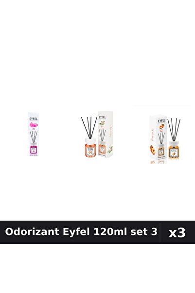 Eyfel Top Bottom Set of 3 Room Air Freshener Sticks 120ml - Bubble Gum, Acaci...