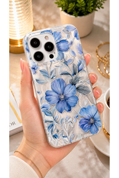 EDELFU iPhone 16 PRO MAX uyumlu - Aurora Parlak Tüy Desenli Gümüş Koruyucu Si...