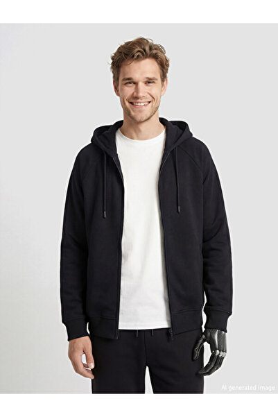 LC Waikiki I Easy Wearable Sleeves Men's Zipper Sweatshirt with Snap Fastener...