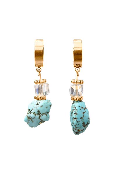 THE GEM STORIES JEWELRY Τυρκουάζ με κρυστάλλινα σκουλαρίκια