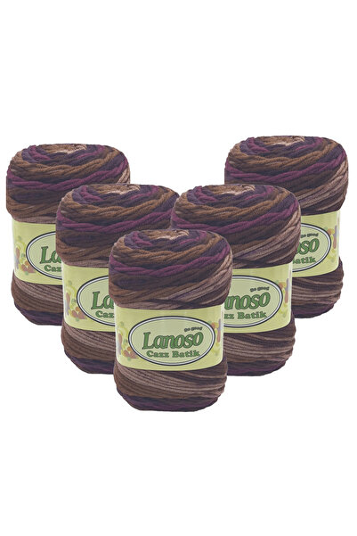 Lanoso 5 Pieces Cazz Batik (713) 100% Acrylic Hand Knitting Yarn Self-Pattern...