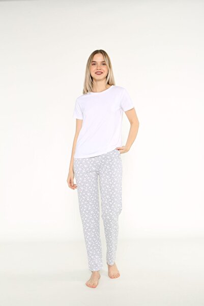 Arnetta Women's white-gray pajamas with Printed
