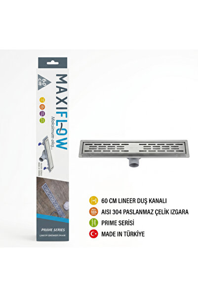 Maxiflow Paslanmaz Izgaralı Plastik Gövdeli Duş Kanalı Ø 60 CM Çıkışlı