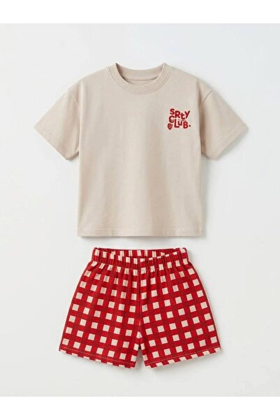 La'ciel prss Laciel Paris Strawberry Müslin Çocuk Tshirt Şort Takım