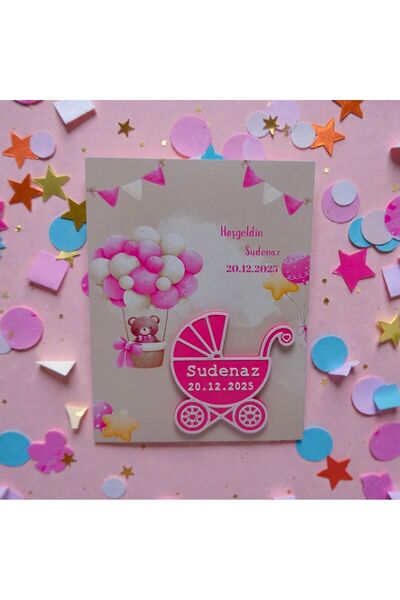 TERARYUM SEPETİM Newborn - Baby Gift with Car Seat - Pink (20 Pcs)