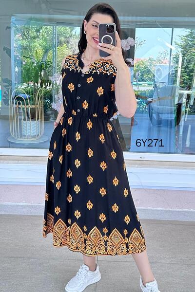 İnce Topuk Zero Sleeve Elastic Waist Viscose Dress 6Y271