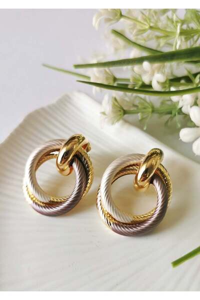 Halley Concept Helix Knitted Patterned Steel Earrings 3X2.5 cm – Lavender Purple