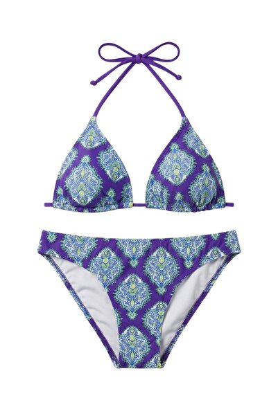 Armes dolgusuz desenli boyundan bağlamalı bikini takımı