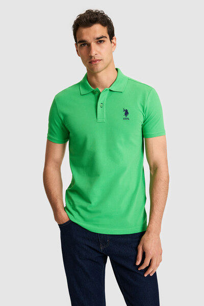 U.S. Polo Assn. Tricou de bază pentru bărbați, slim fit, cu guler polo, verde...