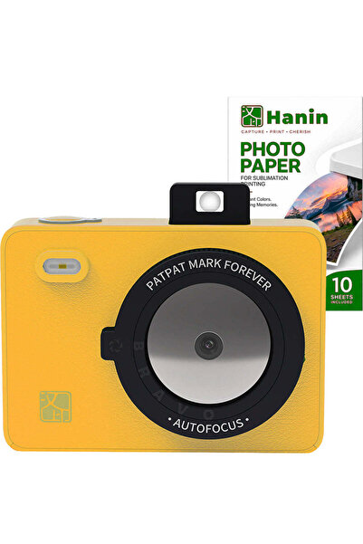 hanın Instant Camera Set Z 5 – Celebrate – 10 Photos Included, Yellow, Bluetooth