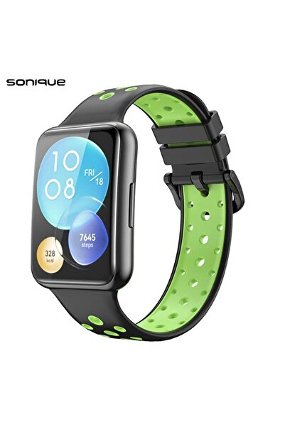 Sonique Λουράκι Σιλικόνης Sport Band για Huawei Fit 2 Active Μαύρο / Λαχανί