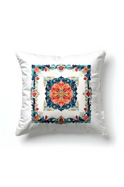 CANİLA Butterfly Motif Patterned Multi-Colored Square Throw Pillow 43 X 43 cm...