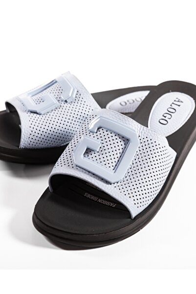 ALOGO Women's Blue Slipper Made of Ecological Leather Woc