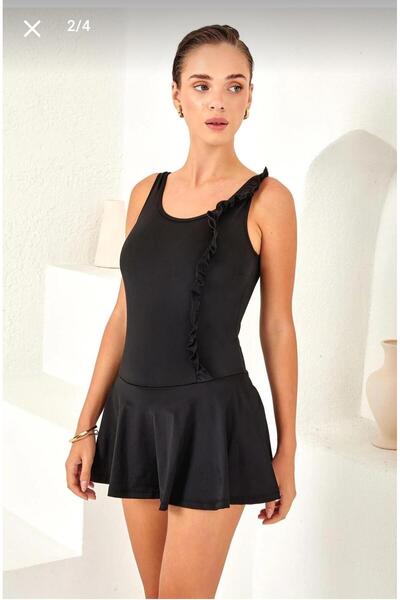 aykidsclup Women's Black Skirted Swimsuit 2781-