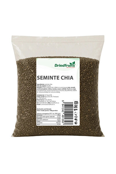 Driedfruits Supplier Semințe de Chia 1 KG – 100% Naturale, Sursă de Fibre