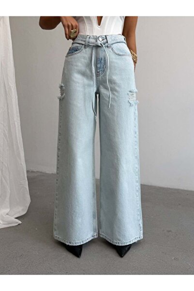 HerTon Women's Washed Wide Leg Jean Pants – Loose Leg Denim