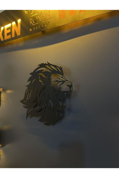 roxenwallart Siyah Metal Aslan Tablosu-Roxenwallart Metal Aslan Tablo