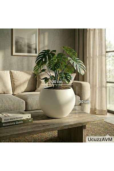 CANBOTANİK Dekoratif 30 cm Yuvarlak Saksı-Küre Salon Saksı- Ev - Ofis - Bahçe...