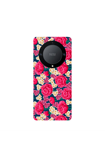 Other Honor Magic5 Lite 5G Red and pink Flowers Transparent Silicone TPU Θήκη