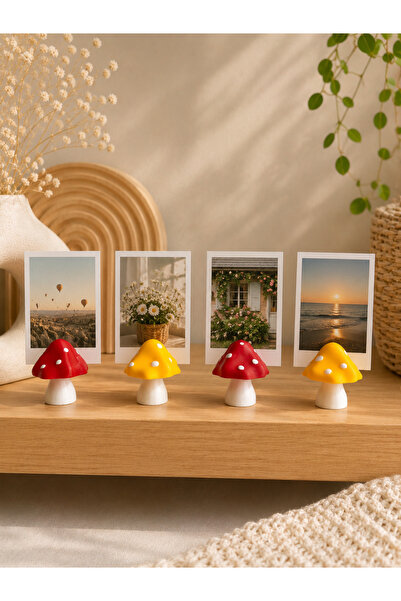 MSVstudio3d Mantar Temalı Fotoğraf Tutucu 4’lü Set | Dekoratif Polaroid Stand...