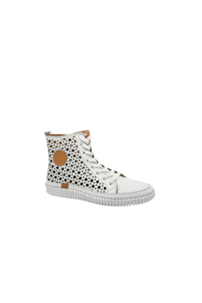 Anna Viotti white leather high-top sneakers with perforations GOR 419