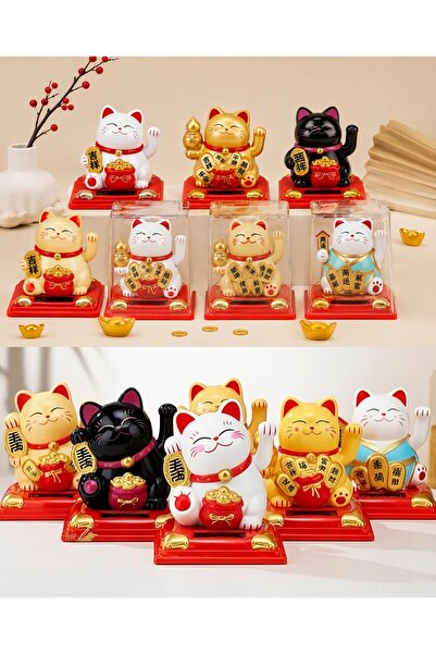 Wolawood Lucky Charm Maneki Neko Japon Kedi Sürekli Pati Sallayan Solar Güneş...