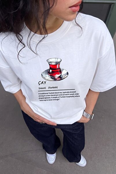 The Champ Clothing Γυναικείο μπλουζάκι Oversize με στάμπα Tea Definition σε λ...