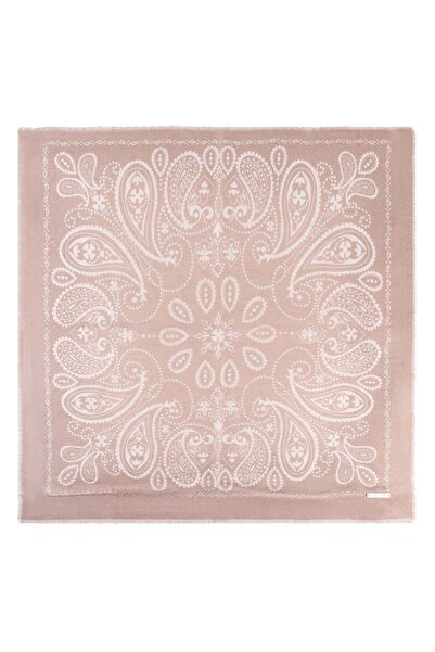 Silk and Cashmere Açık Pembe Jas İpekli Baskılı Kare Şal 70x70 cm