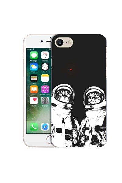 OEM Case compatible with Apple iPhone 7 Silicone Gel Tpu Model Astronaut Cats